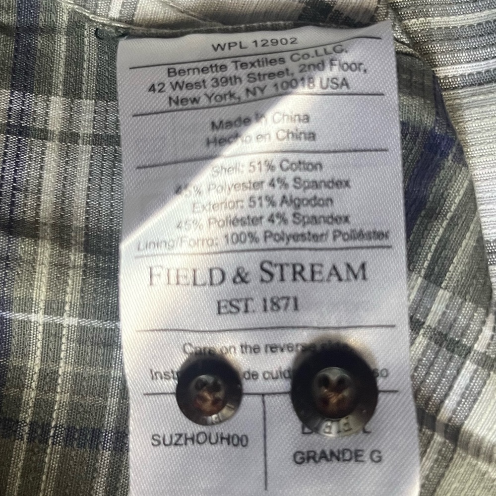 Field & Stream Men’s Short Sleeve Plaid Active Button Down Size L Hiking Summer - Picture 5 of 7